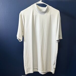 Nike Tiger Woods Men's Short Sleeve White/Gray Mockneck Dri-FIT Golf Shirt-Large